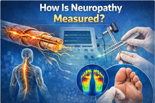 EMG machine, nerve illustration, foot thermal scan